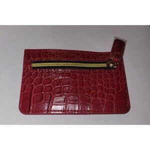 B-Low the Belt Faux Croc Vegan Leather Wallet ID Card Holder Red NEW